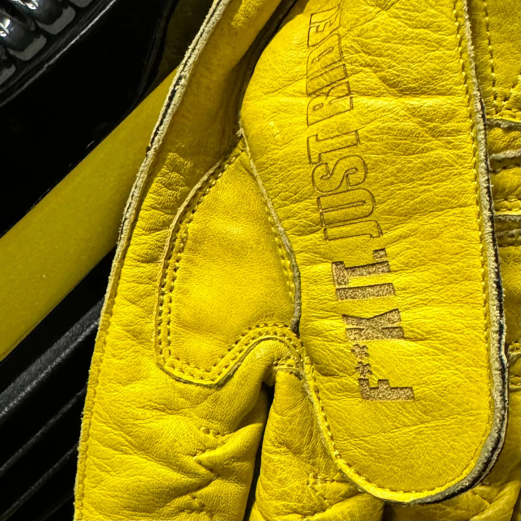 Motorcycle Glove Protective Shifter Leather Yellow - Image 3