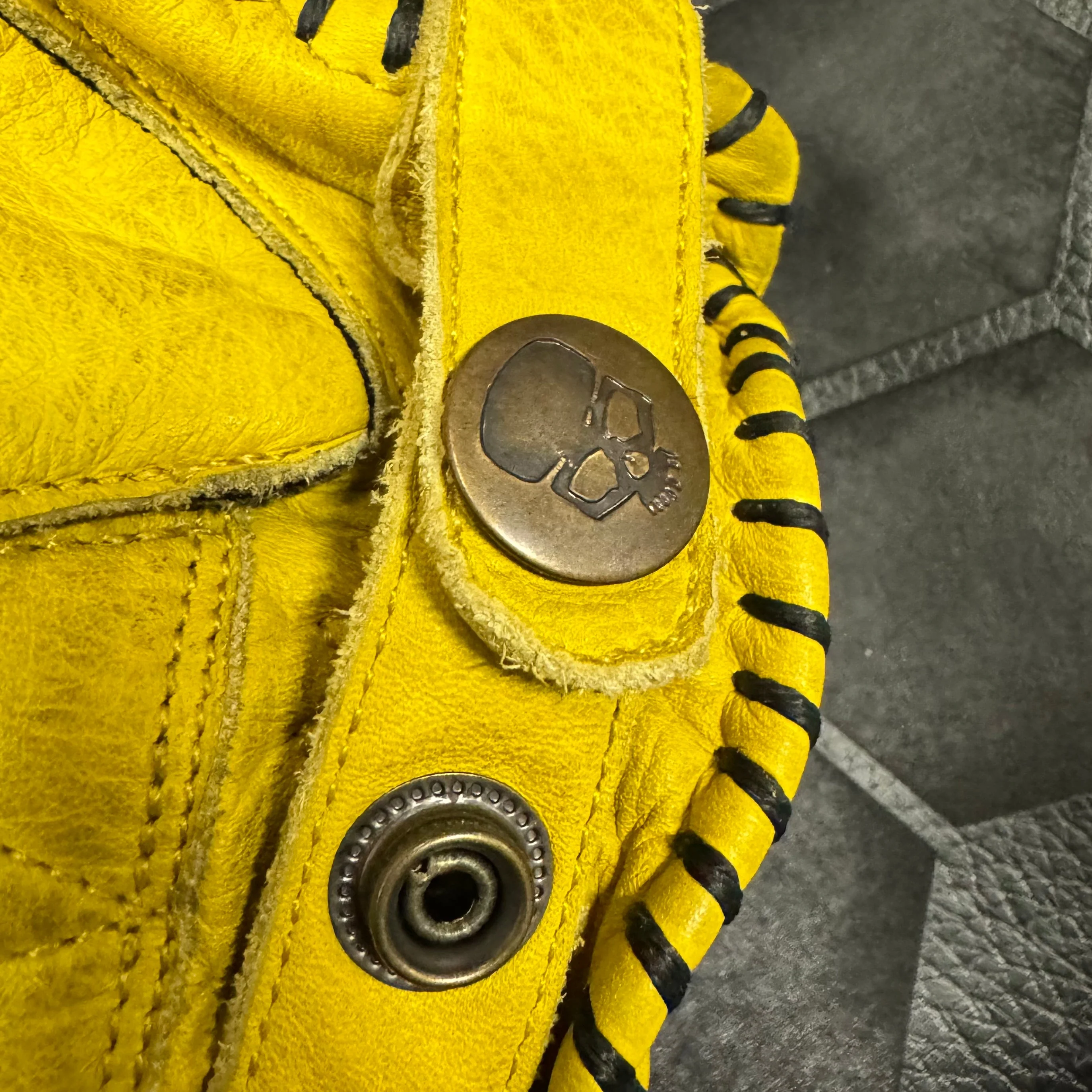 Motorcycle Glove Protective Shifter Leather Yellow - Image 6