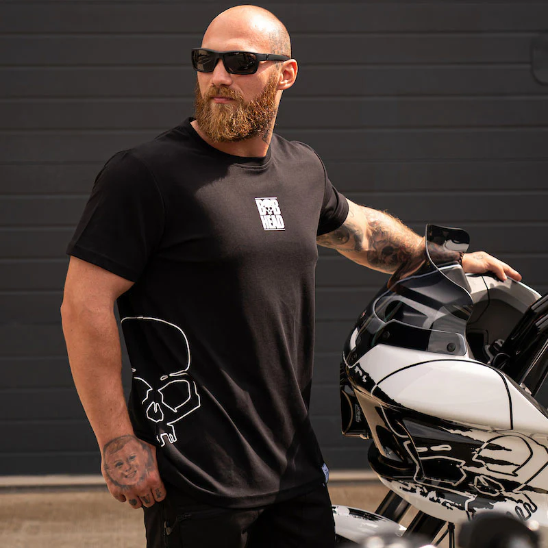 BOBHEAD Tech T-Shirt Side Skull White - Image 12