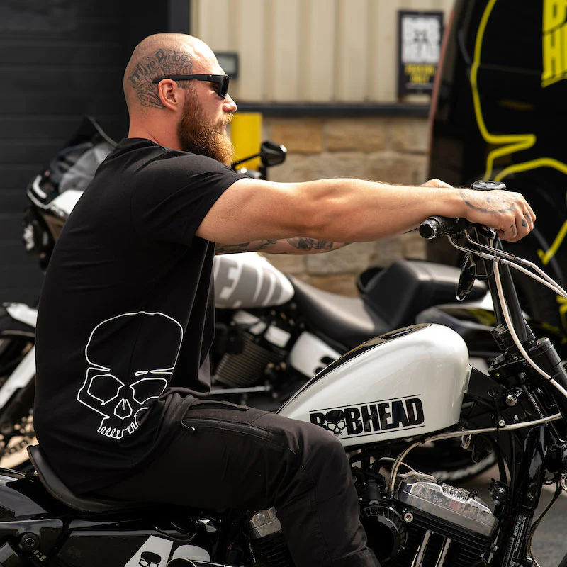 BOBHEAD Tech T-Shirt Side Skull White - Image 4