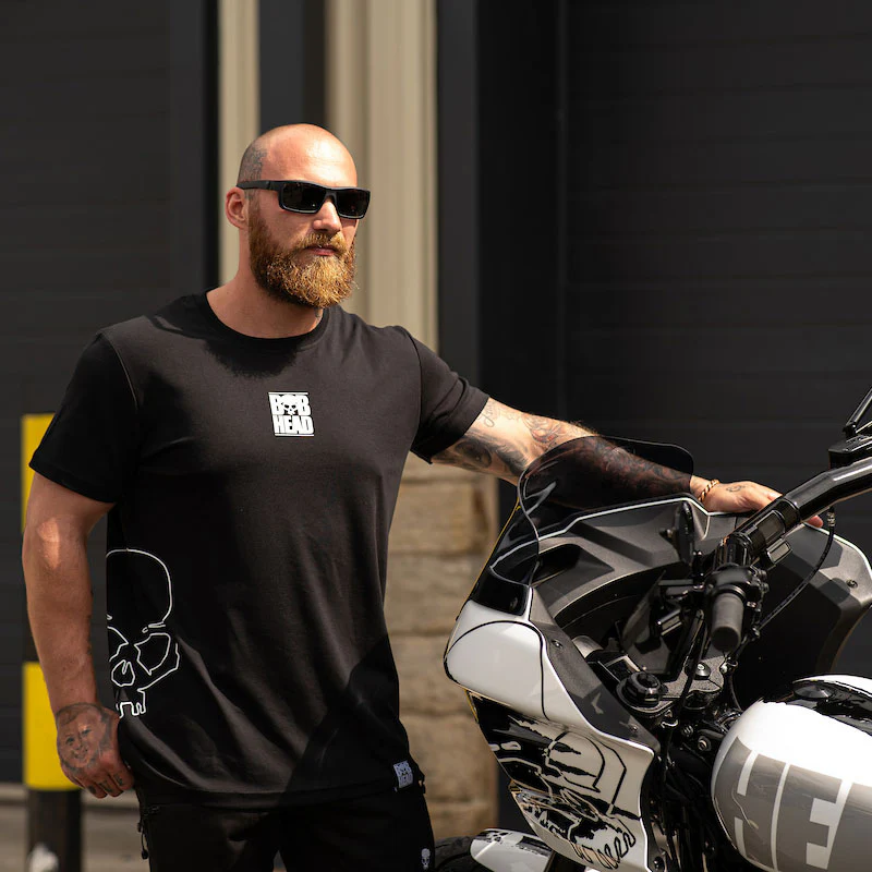 BOBHEAD Tech T-Shirt Side Skull White - Image 6